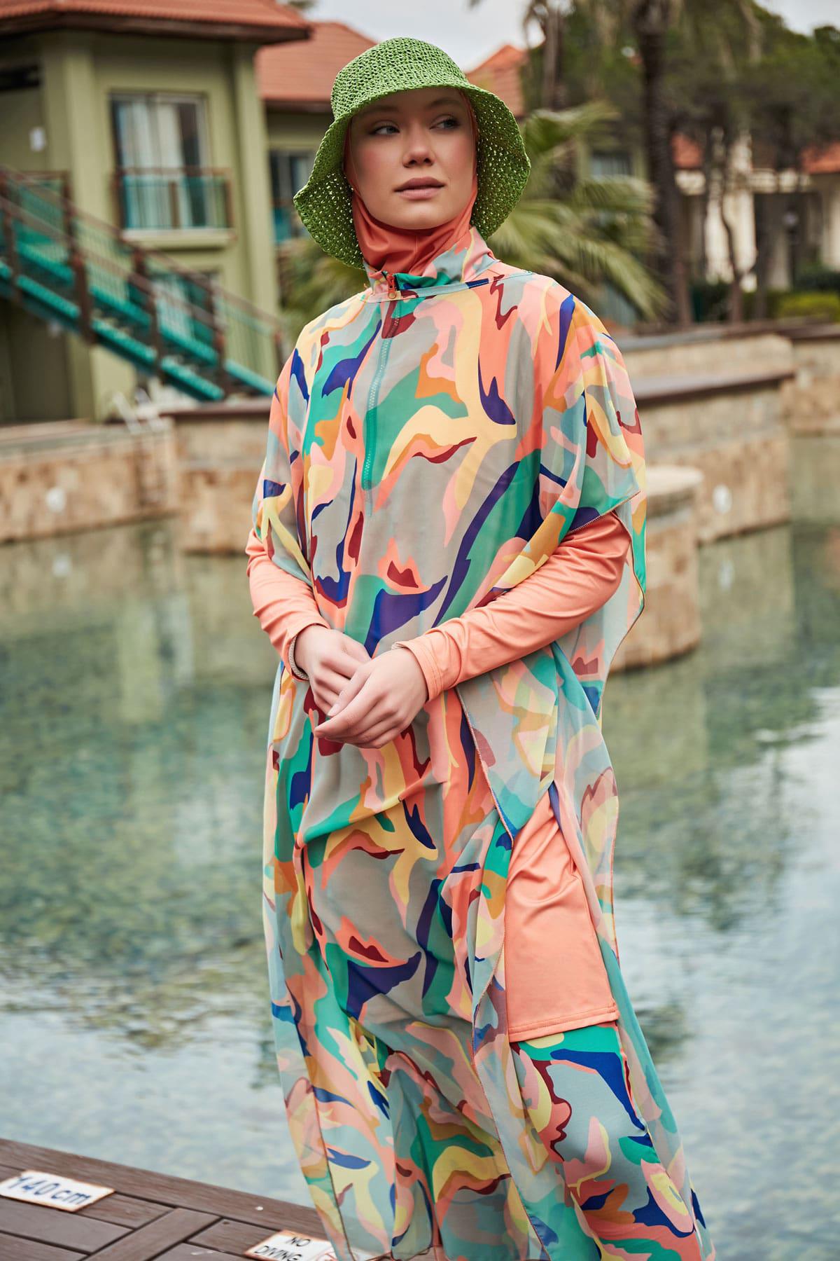 Marina Desenli Pareo Kaftan P2409 görsel 4