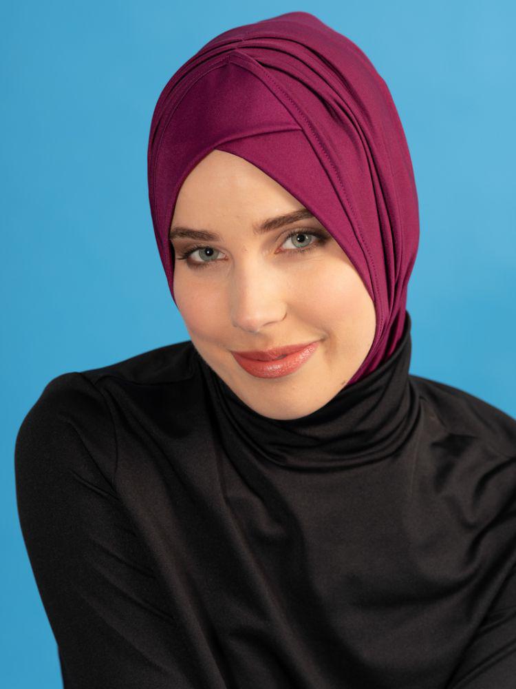 Marina Çapraz Detaylı Deniz Bonesi - Mürdüm B2104 görsel 3