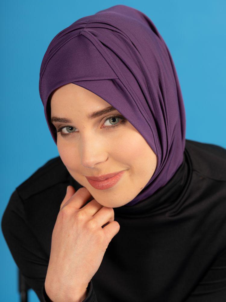 Marina Çapraz Detaylı Deniz Bonesi - Mor B2104