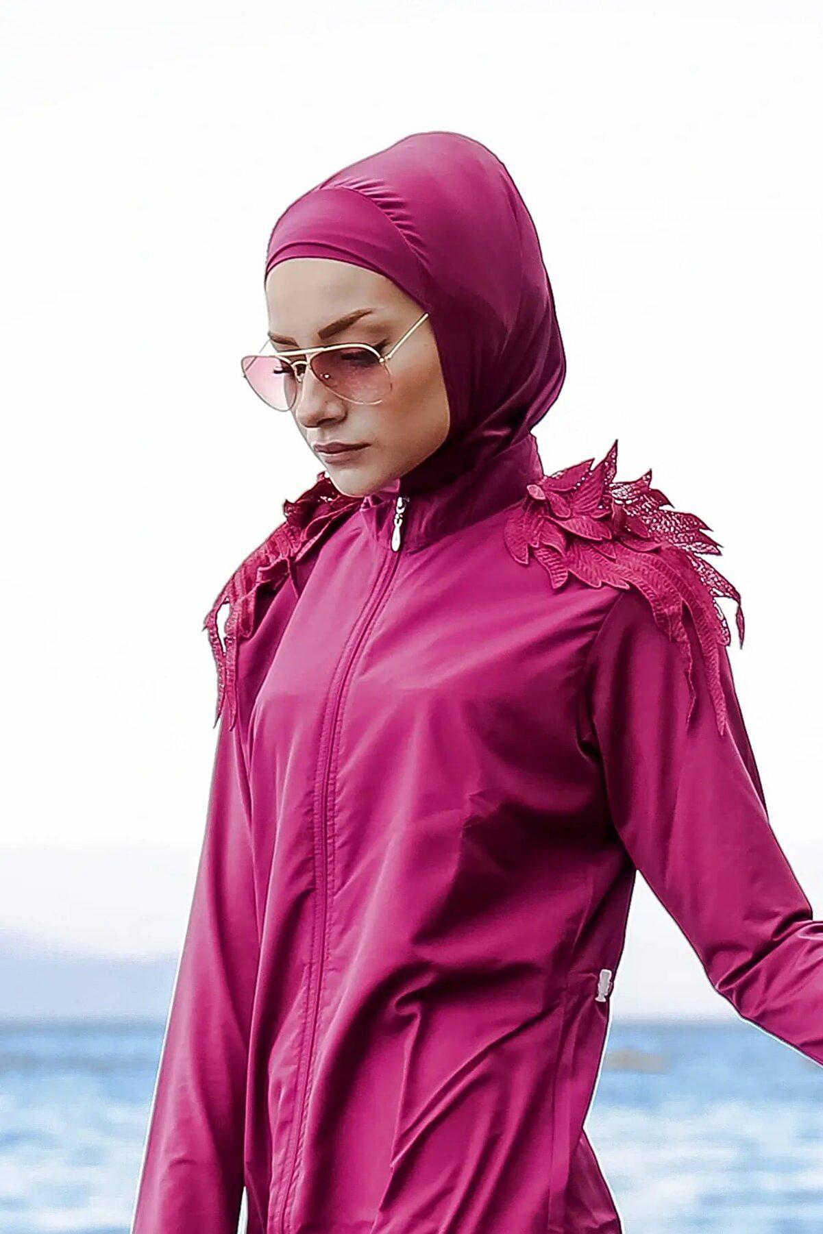 Marina Deniz Havuz Bone Eşarp B2101 - Mürdüm