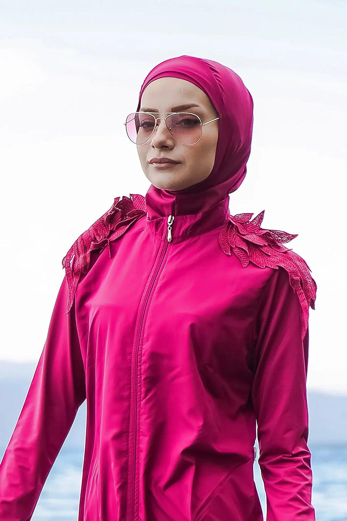 Marina Deniz Havuz Bone Eşarp B2101 - Fuşya