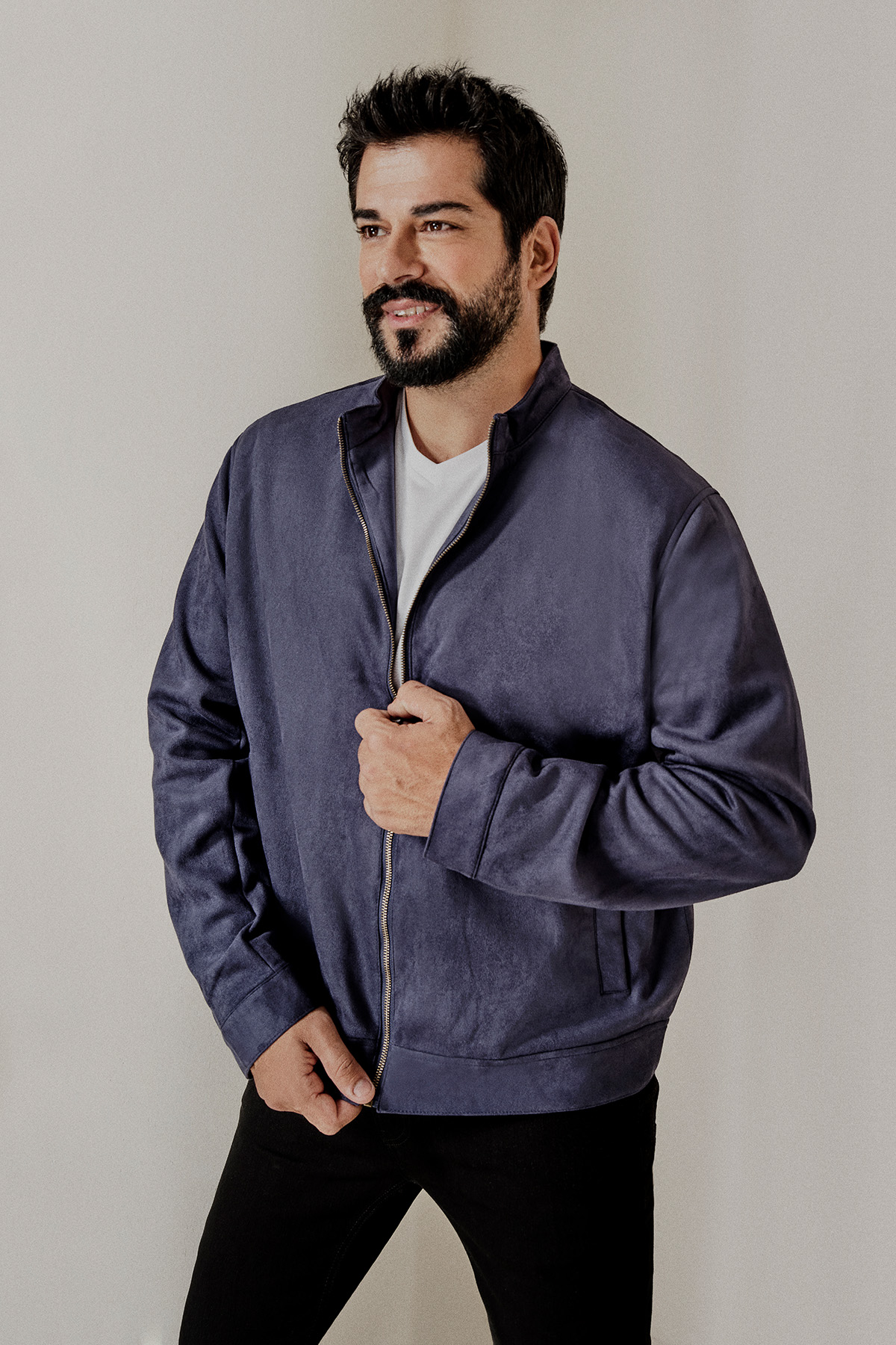AC&Co / Altınyıldız Classics Erkek Lacivert Standart Fit Normal Kesim Dik Yaka Yağlı Görünümlü Mont