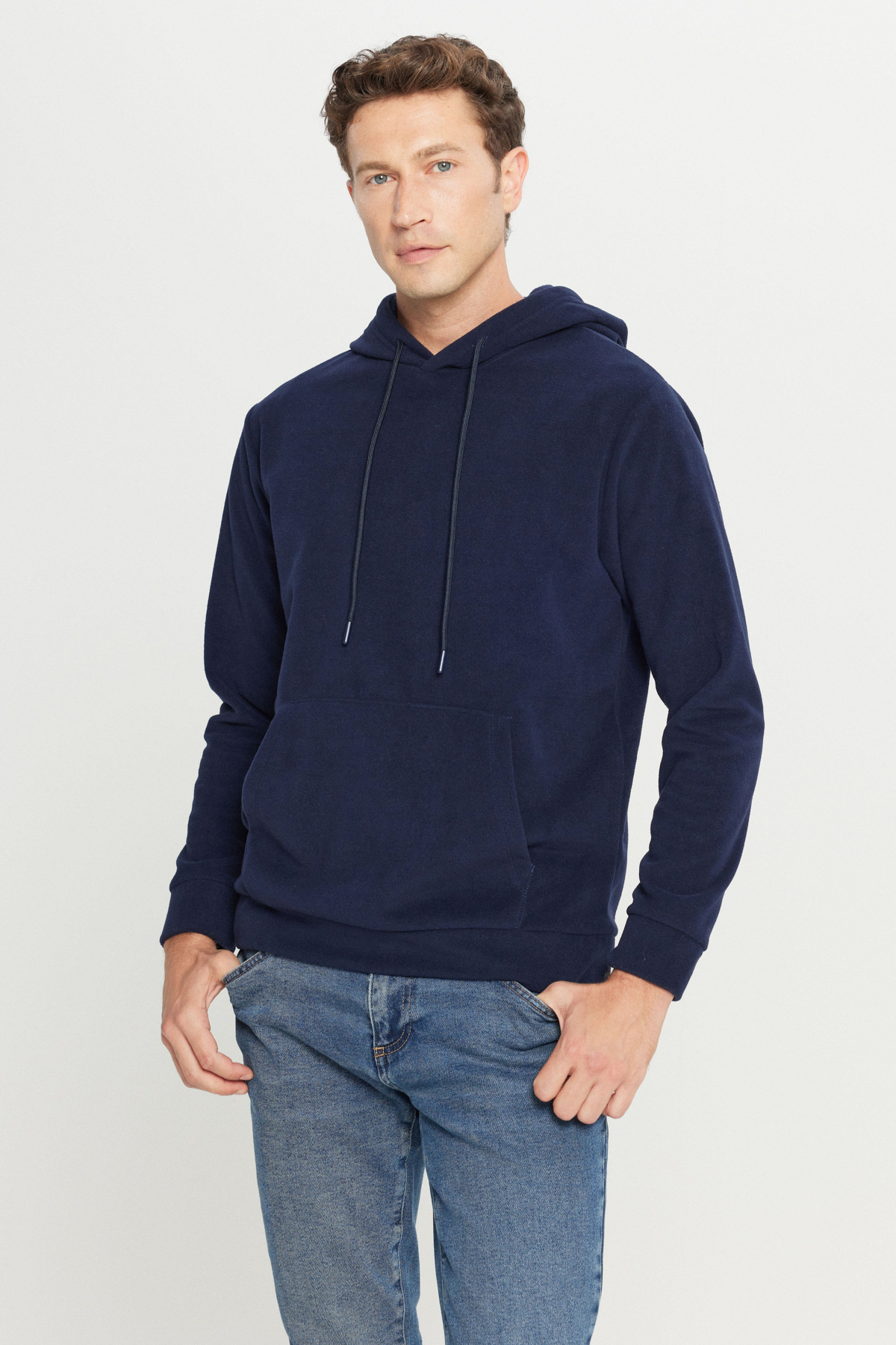 AC&Co / Altınyıldız Classics Erkek Lacivert Standart Fit Normal Kesim Kapüşonlu Polar