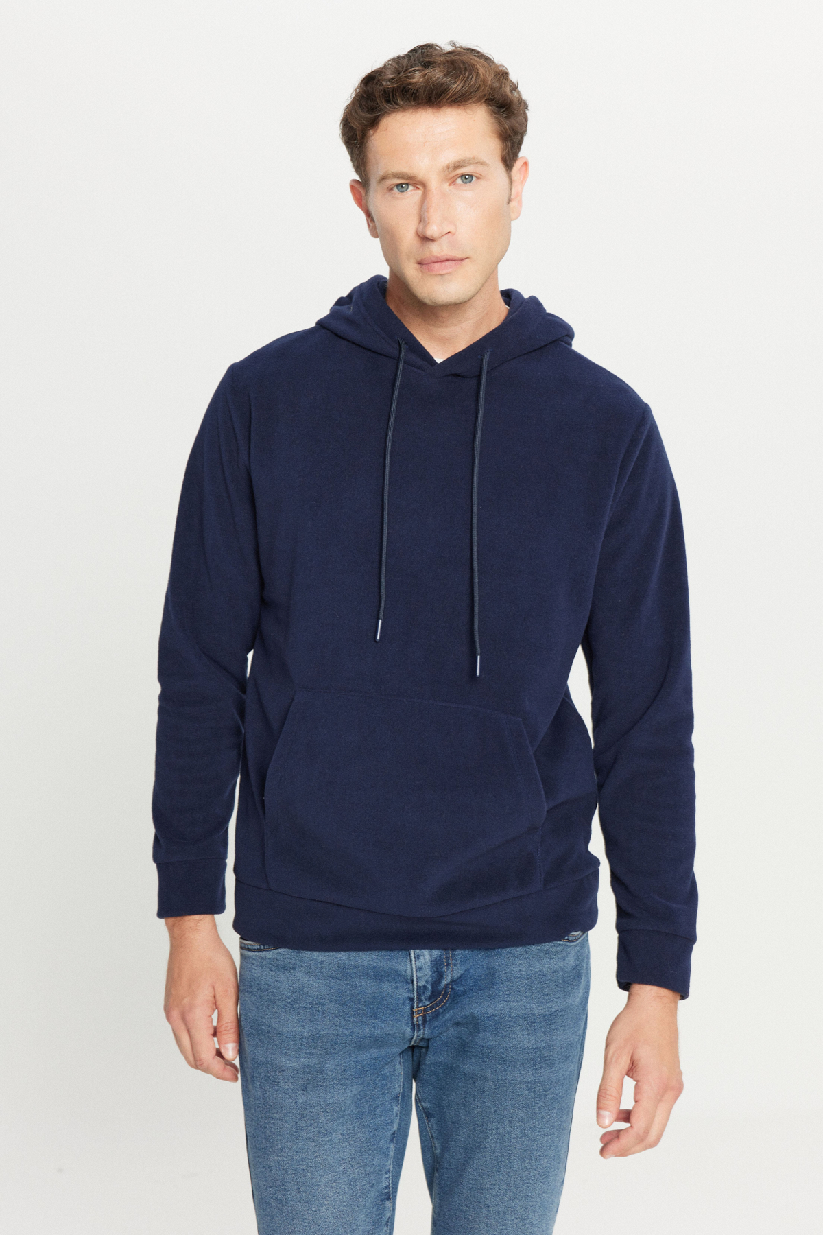 AC&Co / Altınyıldız Classics Erkek Lacivert Standart Fit Normal Kesim Kapüşonlu Polar görsel 3
