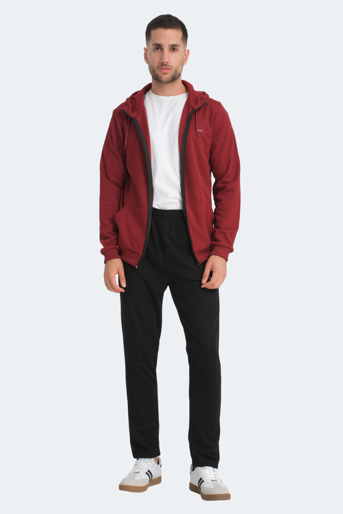 SLAZENGER RICH Erkek Fermuarlı Kapüşonlu Cepli Bordo Eşofman Takımı görsel 3