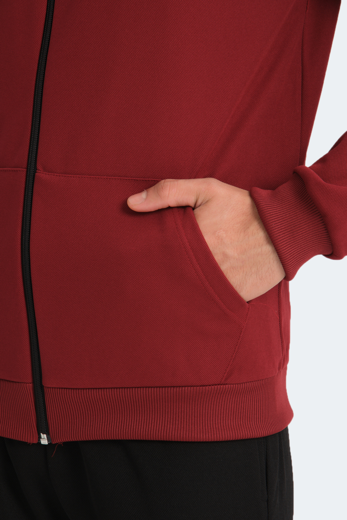 SLAZENGER RICH Erkek Fermuarlı Kapüşonlu Cepli Bordo Eşofman Takımı görsel 5