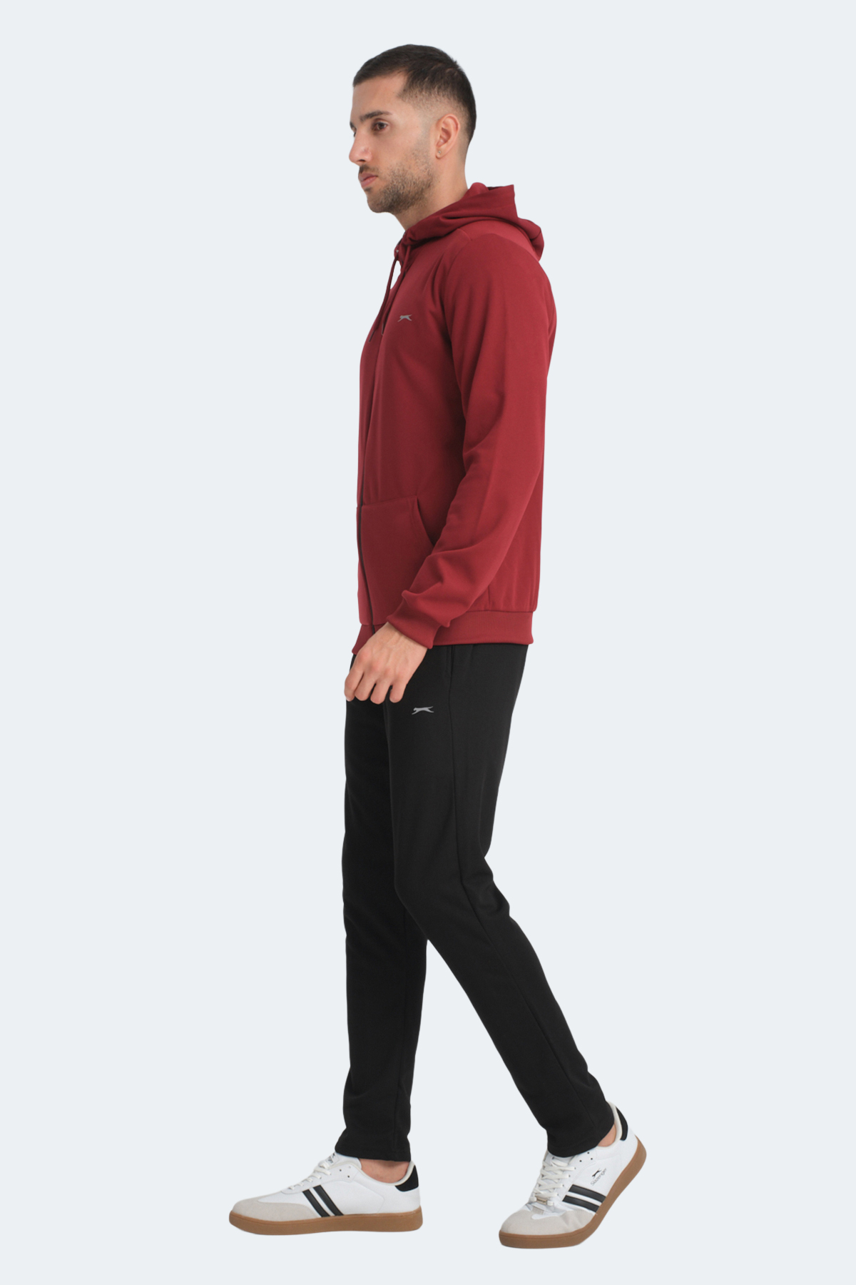 SLAZENGER RICH Erkek Fermuarlı Kapüşonlu Cepli Bordo Eşofman Takımı görsel 7