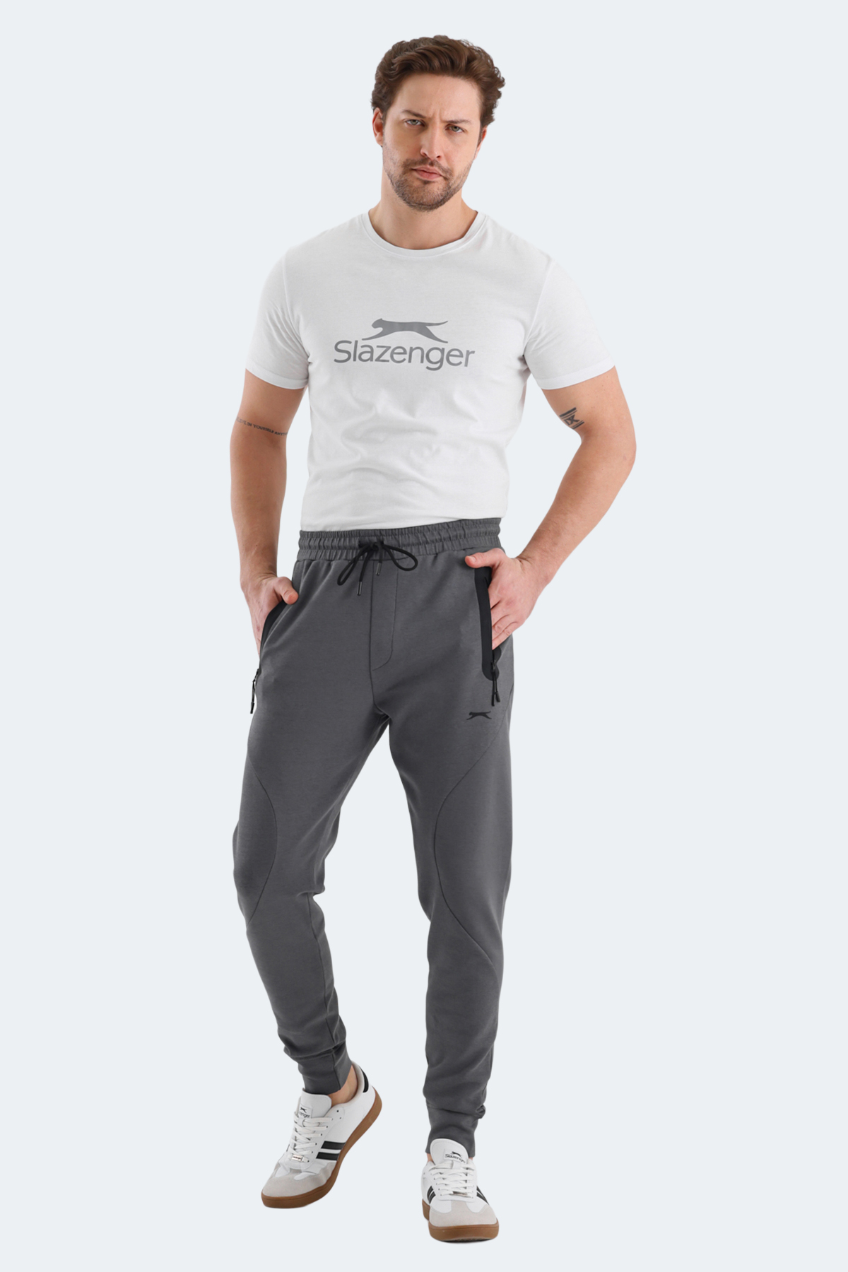 SLAZENGER VARUNA Erkek Jogger Eşofman Altı Koyu Gri görsel 4