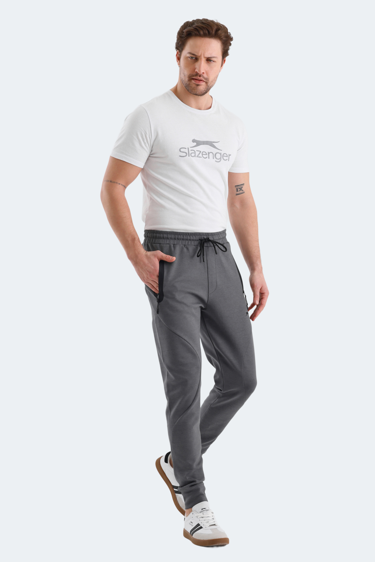 SLAZENGER VARUNA Erkek Jogger Eşofman Altı Koyu Gri görsel 7