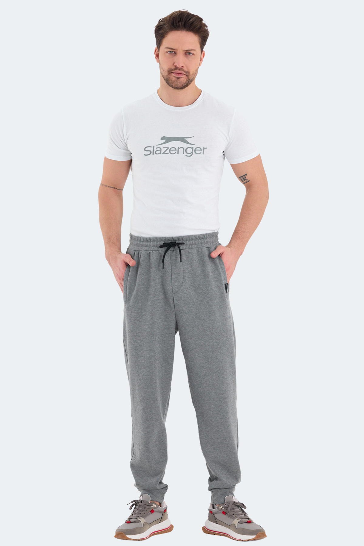 SLAZENGER NAVDEEP Erkek %100 Pamuk Jogger Eşofman Altı Koyu Gri görsel 7