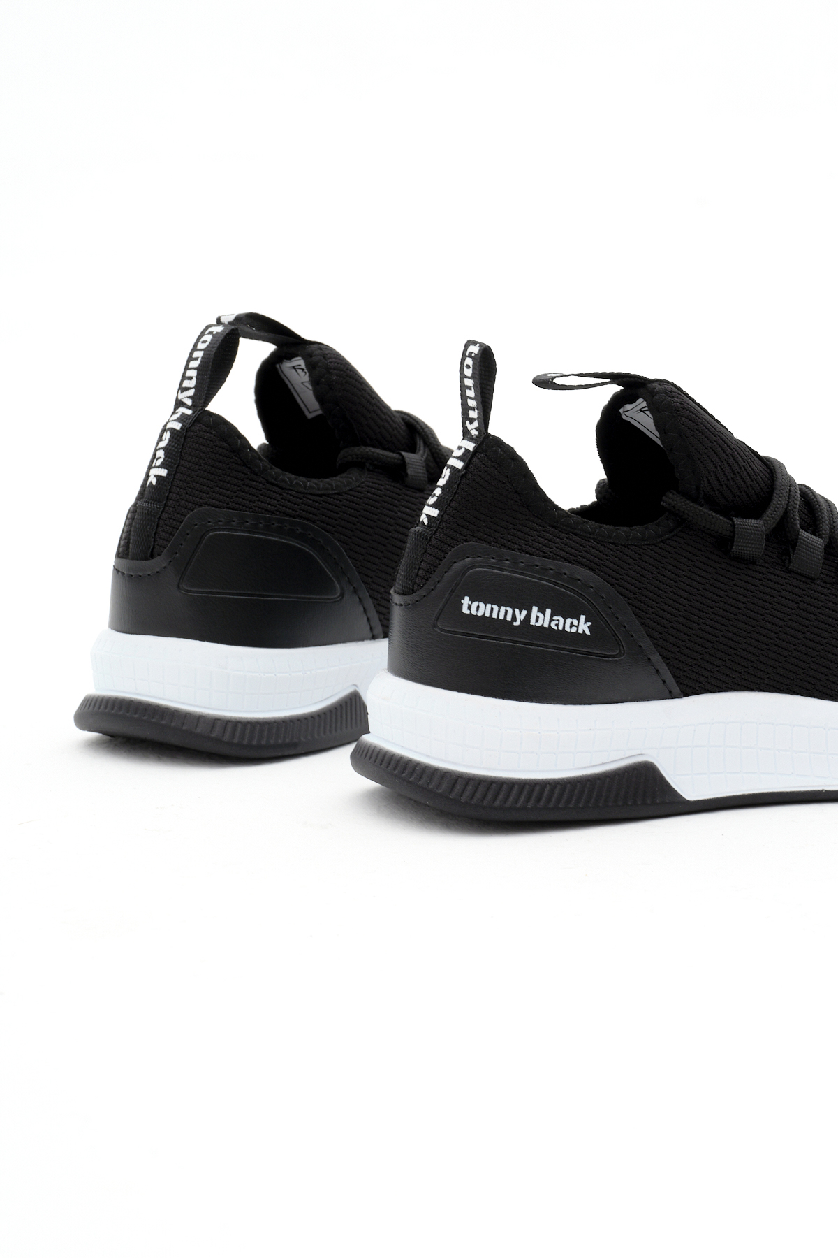 TONNY BLACK Unisex Siyah Beyaz Nefes Alabilen Kumaş Poli Taban Bağcıklı Spor Ayakkabı görsel 5