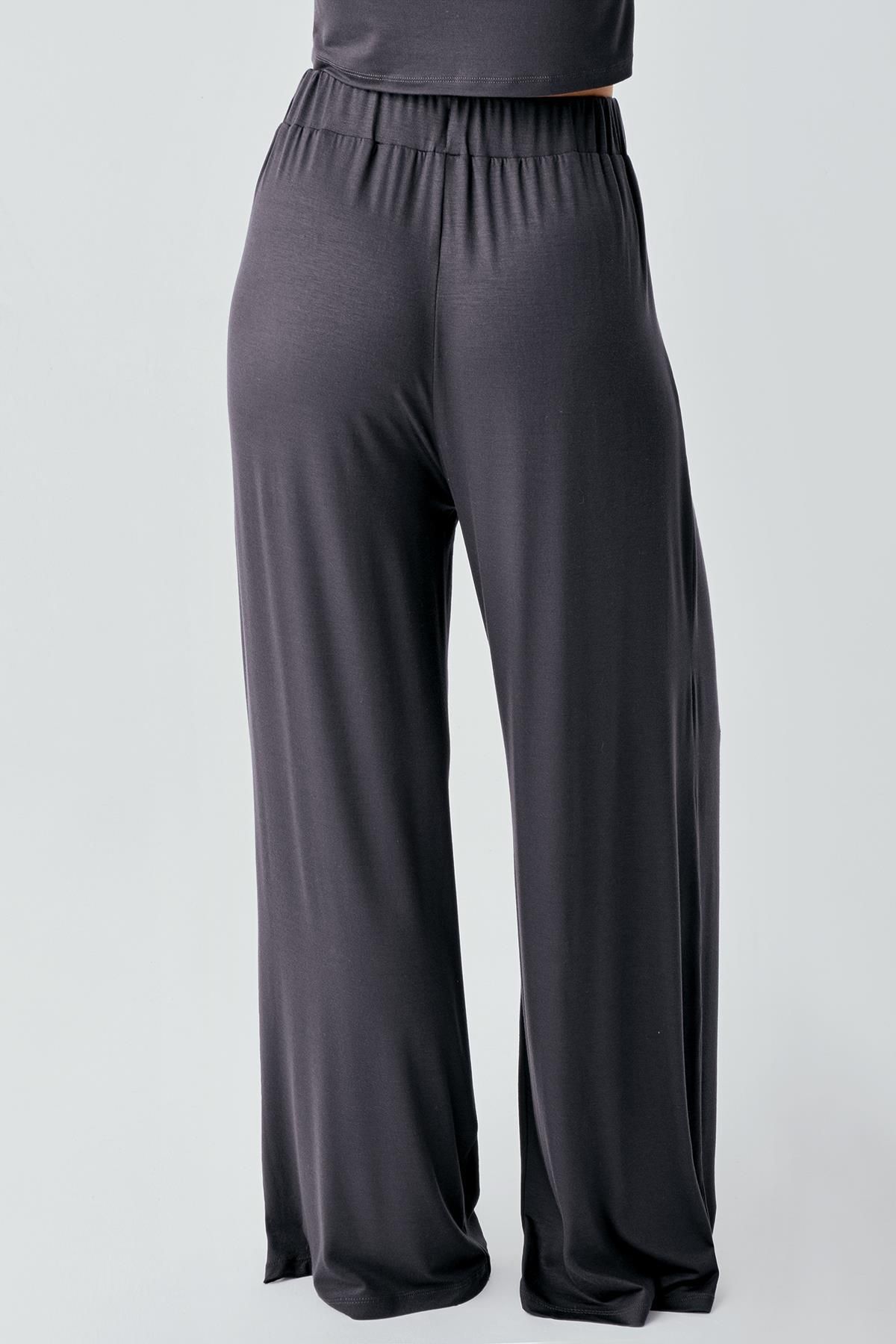 Artış Kısa Kollu Crop Bol Paça Esnek Viskoz Pijama Takım 17216 görsel 6