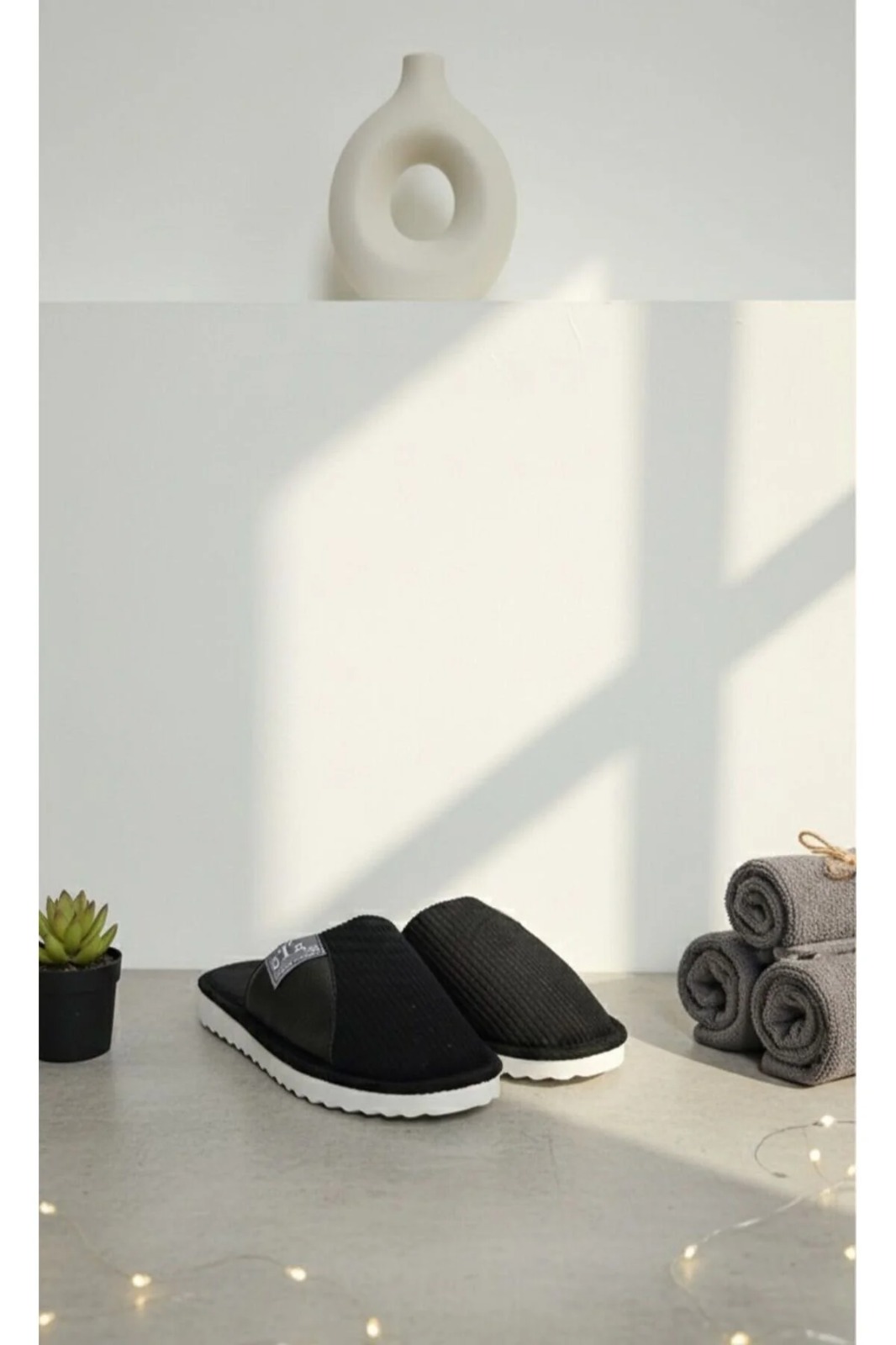 Slipcat Unisex Ev Terliği Kaymaz Tabanlı Ribana Kumaş Konforlu Model ve Konforlu Ev İçi Terlik Yarı Der görsel 2