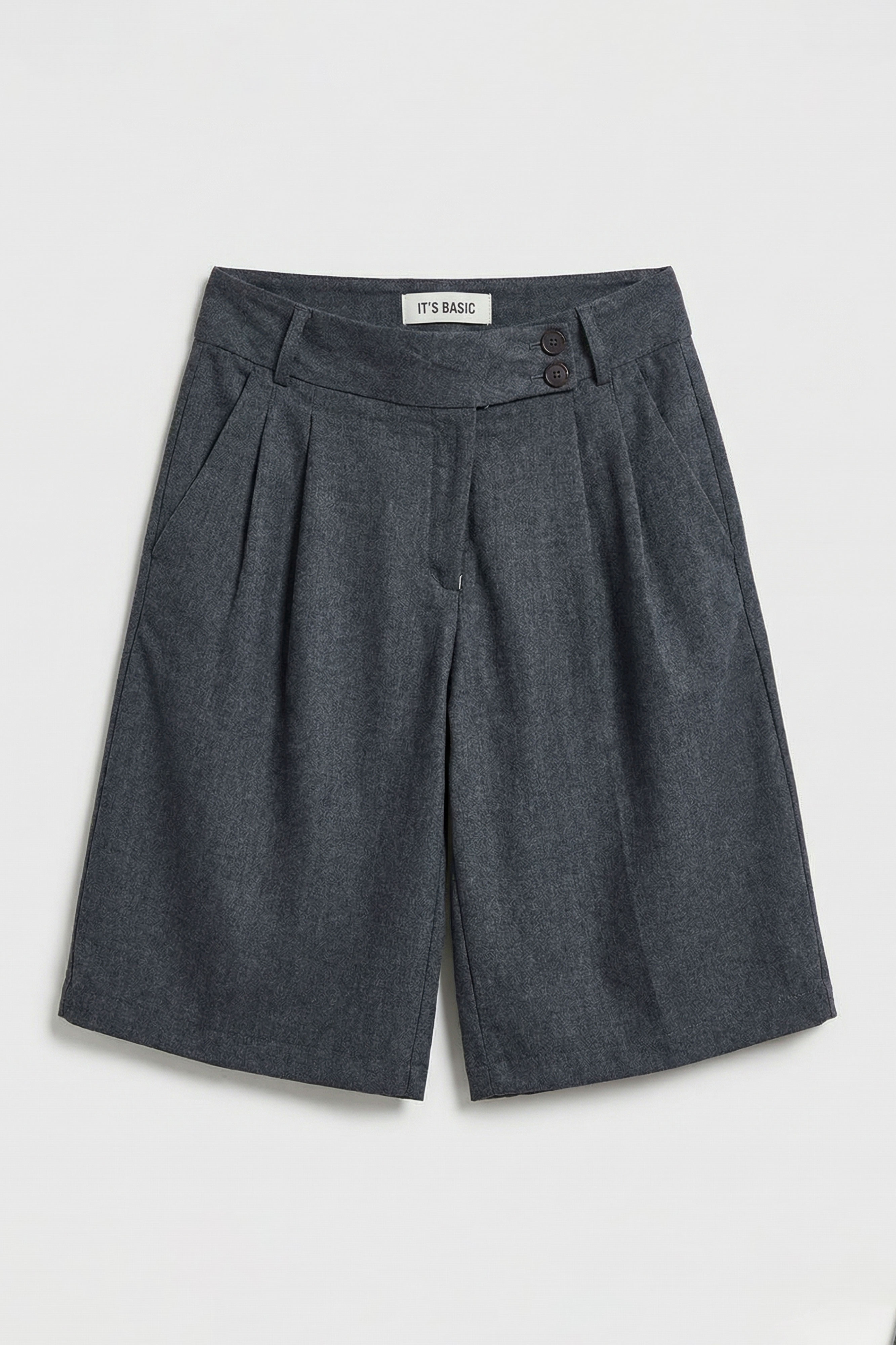 It's Basic Kadın Antrasit s6 Baggy Fit Maxi Boy Bermuda Şort görsel 2