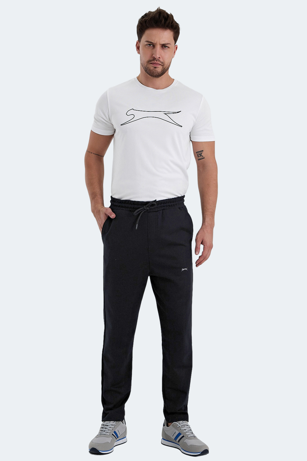 SLAZENGER Erkek %100 Pamuk Eşofman Altı Siyah görsel 4