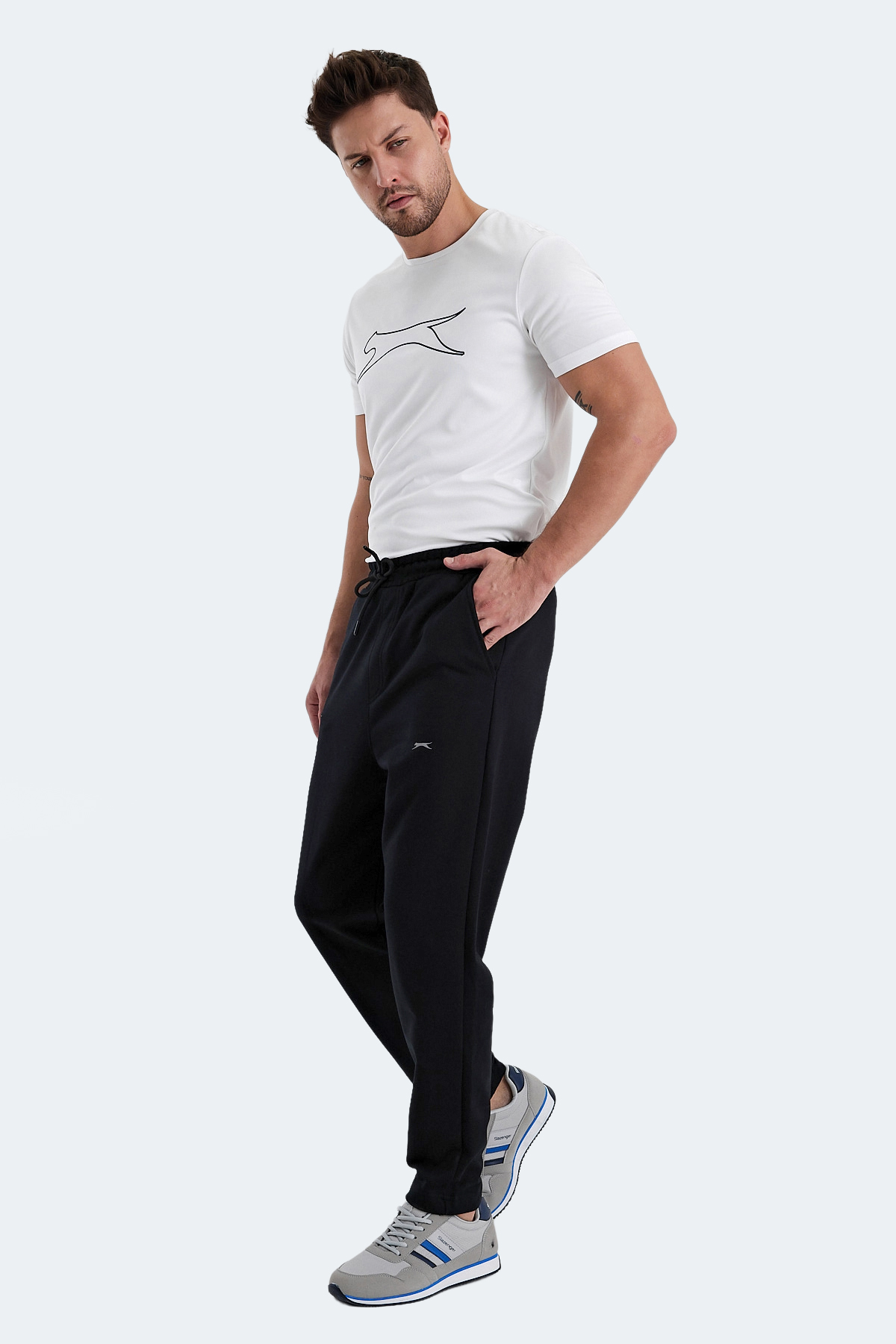 SLAZENGER Erkek %100 Pamuk Eşofman Altı Siyah görsel 7