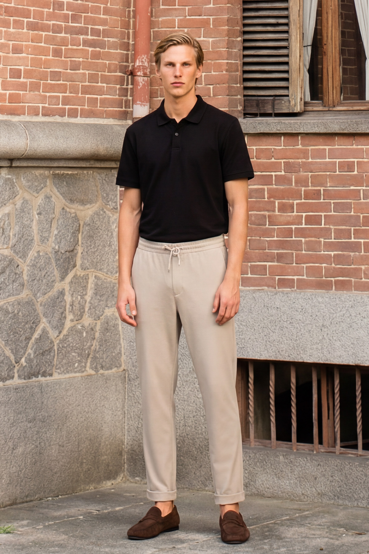 AC&Co / Altınyıldız Classics Erkek Siyah Slim Fit Dar Kesim Polo Yaka %100 Pamuk Kısa Kollu Tişört görsel 6