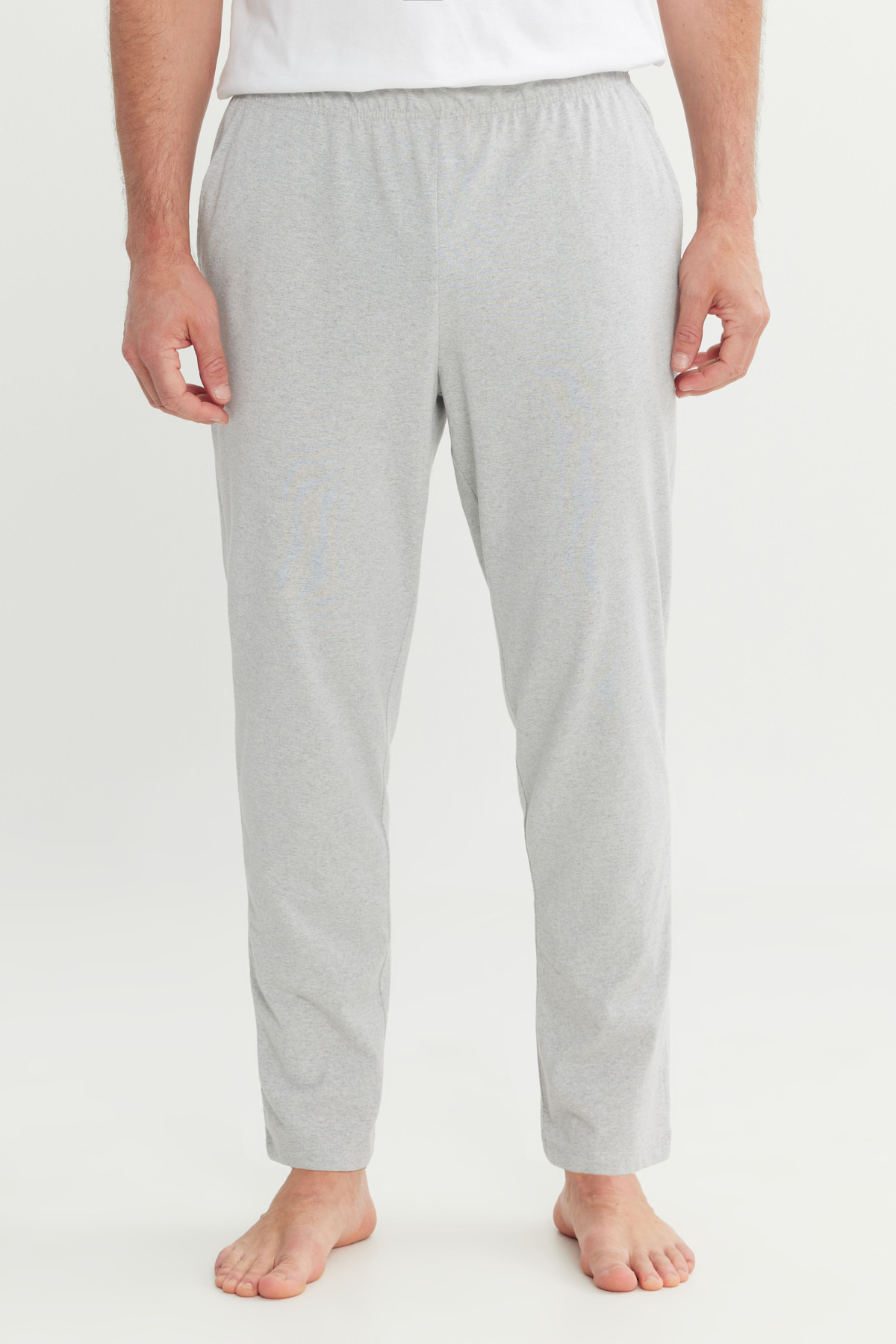 AC&Co / Altınyıldız Classics Erkek Gri Melanj Pamuklu Standart Fit Normal Kesim Beli Lastikli Cepli Pijama Altı görsel 4