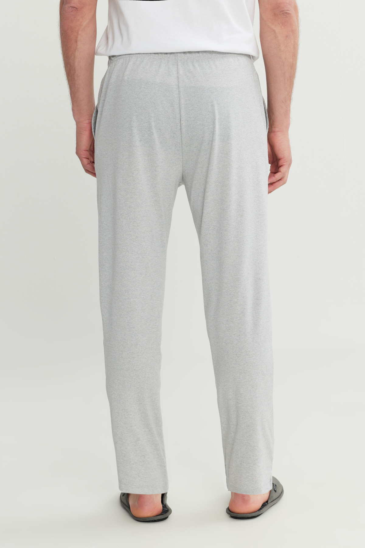 AC&Co / Altınyıldız Classics Erkek Gri Melanj Pamuklu Standart Fit Normal Kesim Beli Lastikli Cepli Pijama Altı görsel 6