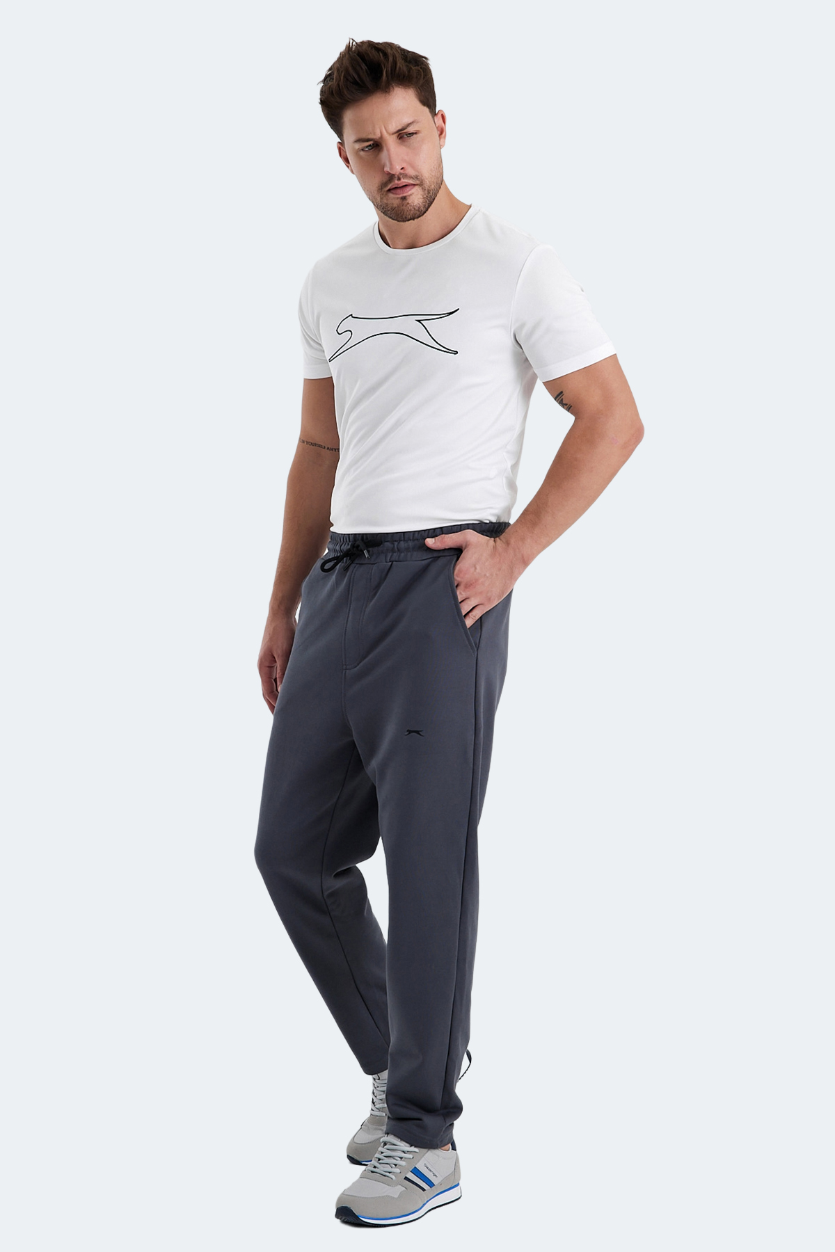 SLAZENGER Erkek %100 Pamuk Eşofman Altı Koyu Gri görsel 7