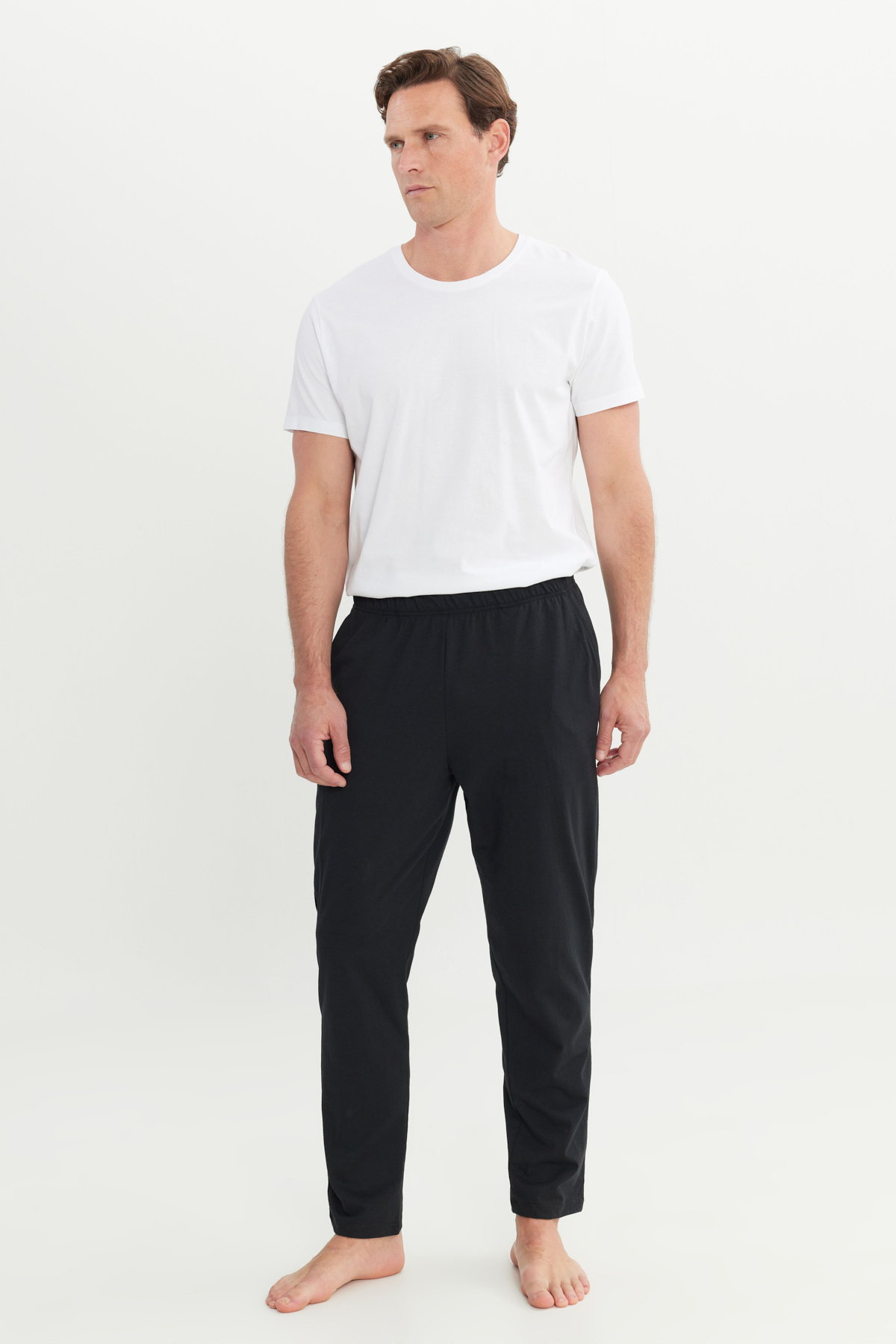 AC&Co / Altınyıldız Classics Erkek Siyah Pamuklu Standart Fit Normal Kesim Beli Lastikli Cepli Pijama Altı görsel 4