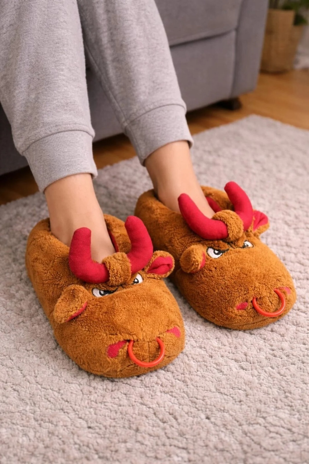 Slipcat Unisex Hayvanlı Panduf Ev Ayakkabısı Ses Yapmaz Taban