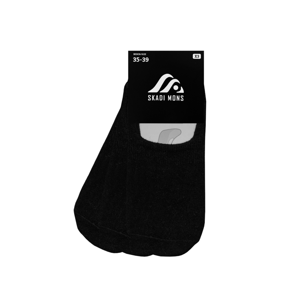 Skadi Mons Invisible 3 Parça Unisex Siyah Babet Çorap görsel 2
