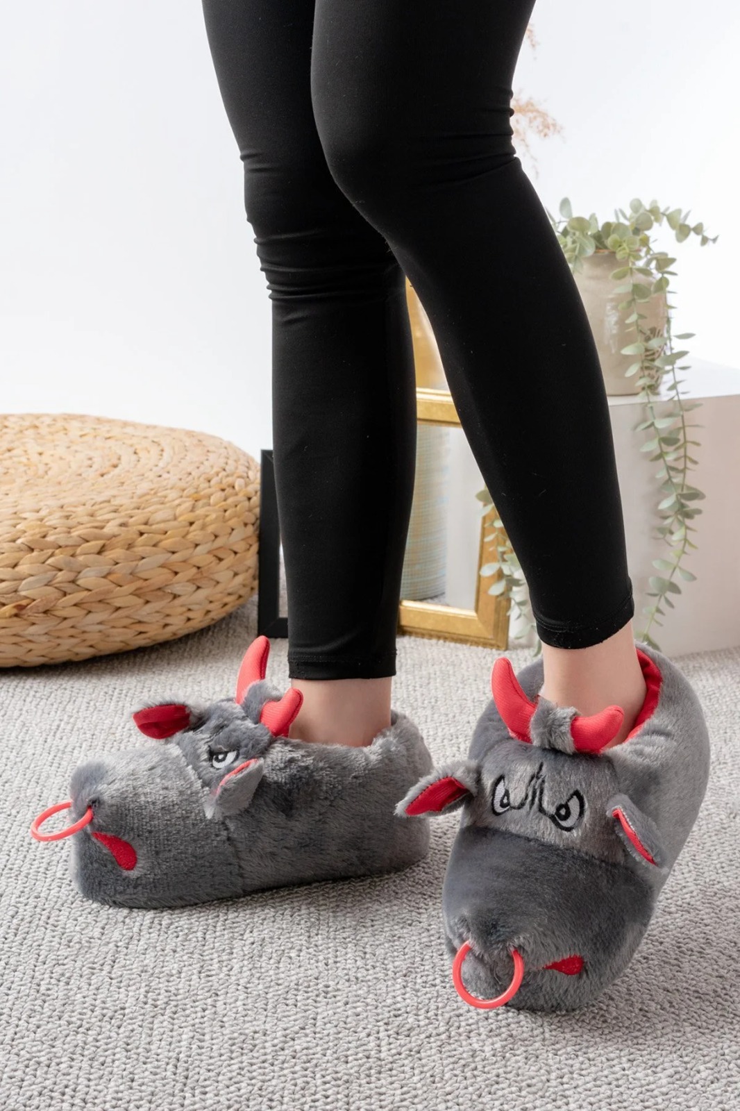 Slipcat Unisex Hayvanlı Panduf Ev Ayakkabısı Ses Yapmaz Taban görsel 2