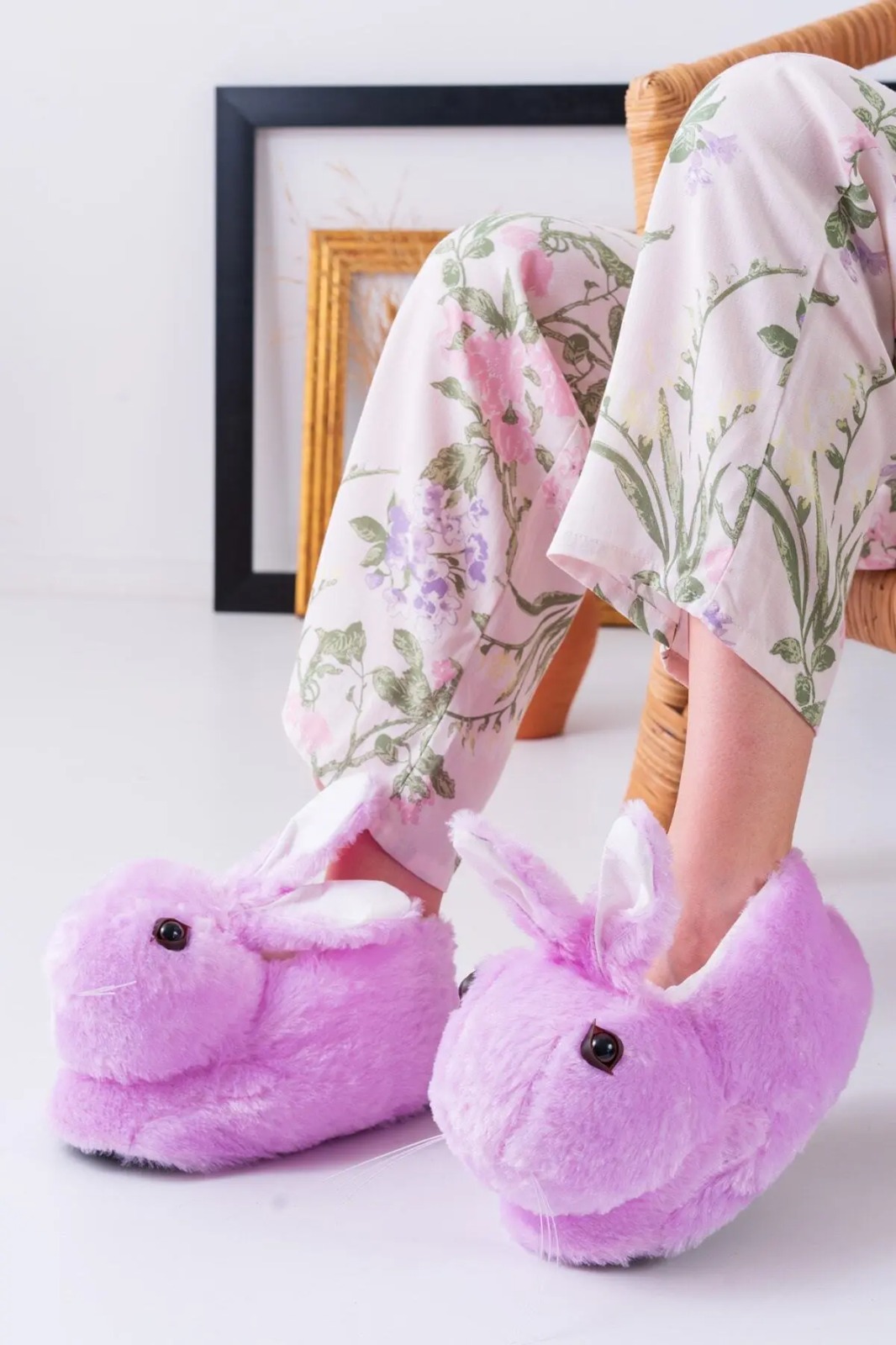 Slipcat Tavşan Figürlü Gri Pelüş Panduf Ev Pandufu Unisex görsel 2