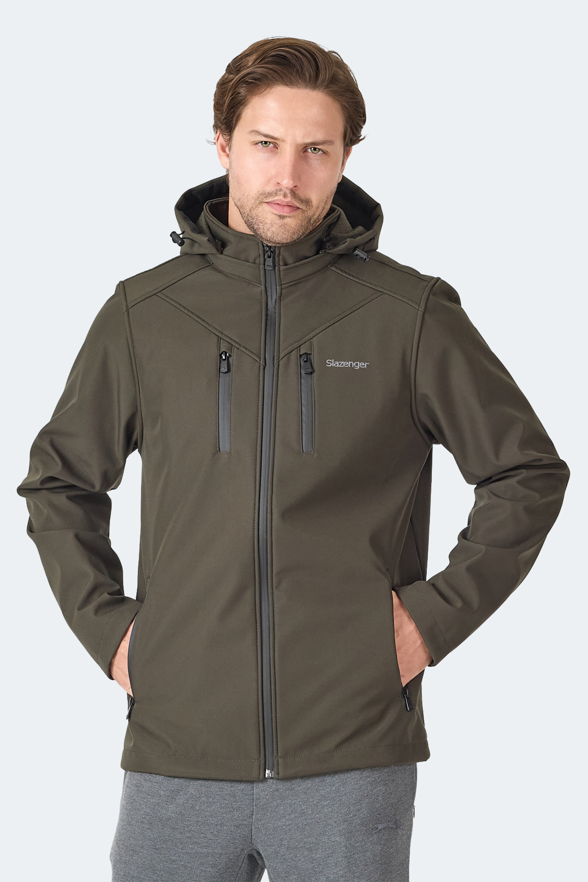 SLAZENGER HA-YUN Erkek Mont Softshell Kaban Haki