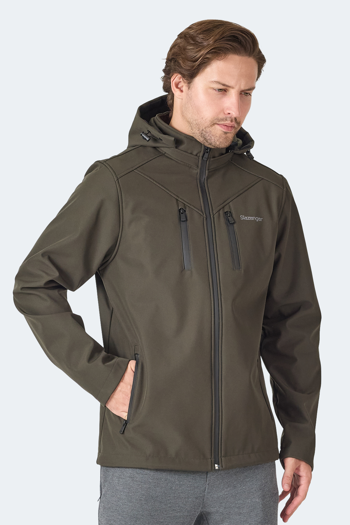SLAZENGER HA-YUN Erkek Mont Softshell Kaban Haki görsel 6