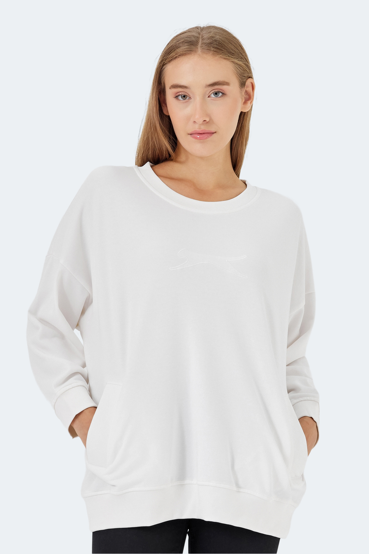 SLAZENGER VIKENTI SW Kadın Beyaz Sweatshirt