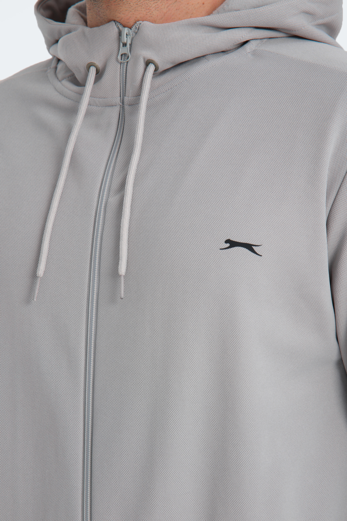 SLAZENGER RICH Erkek Fermuarlı Kapüşonlu Cepli Gri Eşofman Takımı görsel 4