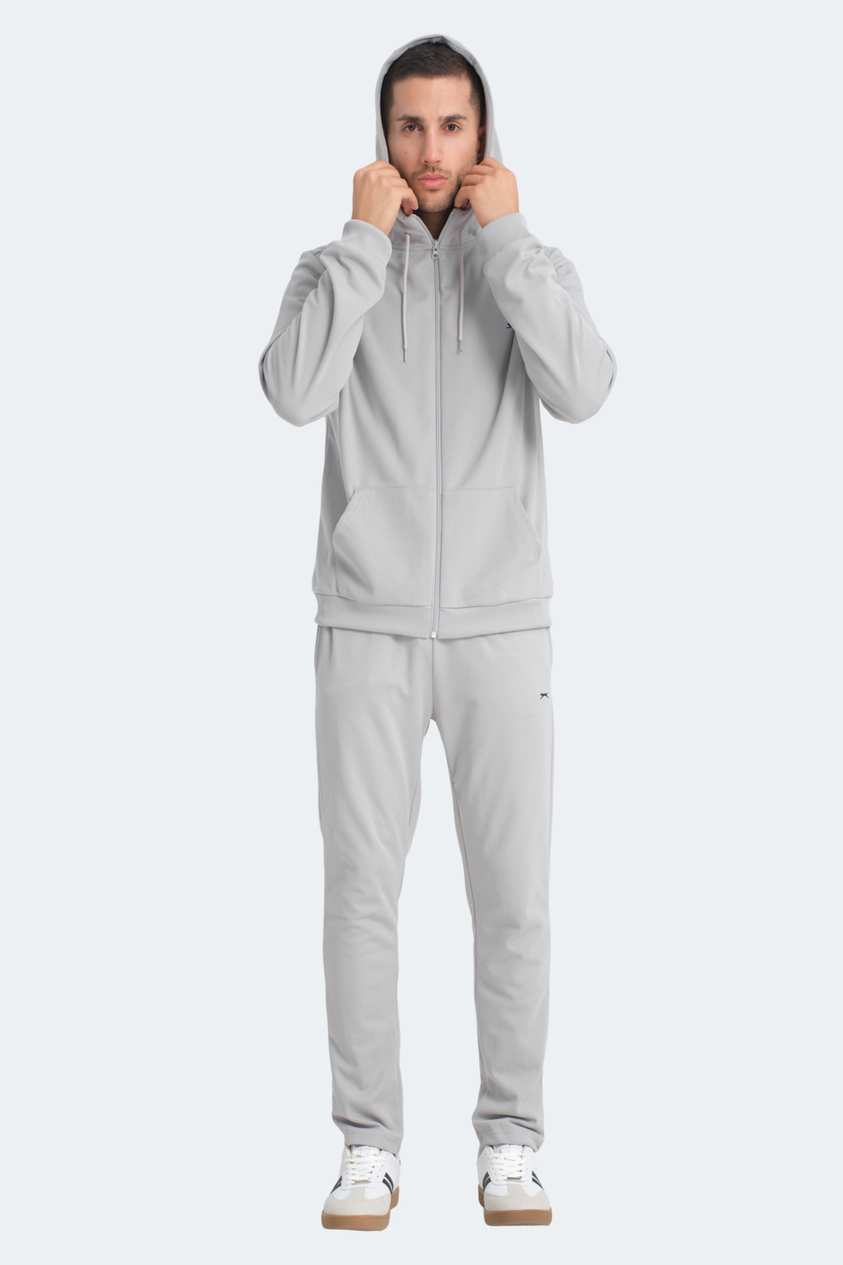 SLAZENGER RICH Erkek Fermuarlı Kapüşonlu Cepli Gri Eşofman Takımı görsel 6