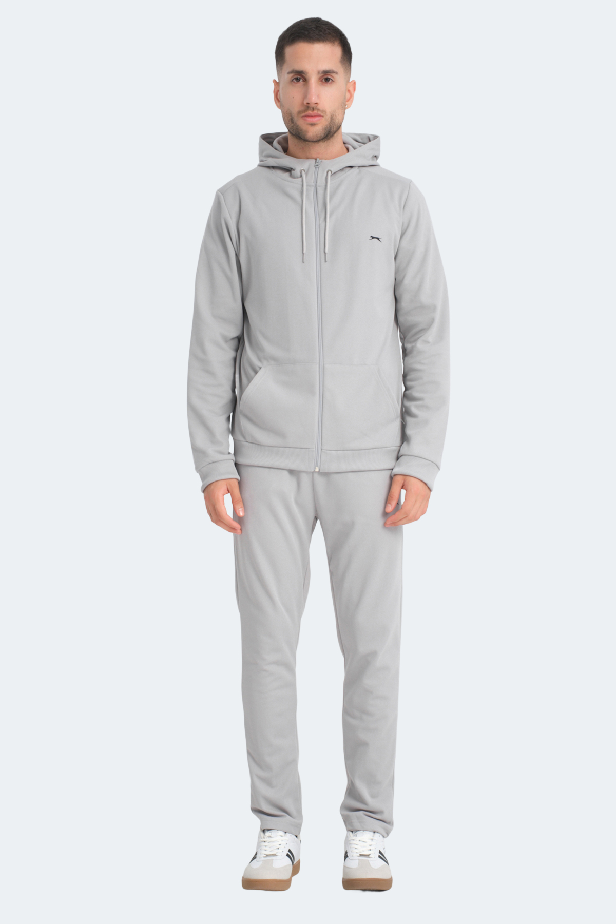 SLAZENGER RICH Erkek Fermuarlı Kapüşonlu Cepli Gri Eşofman Takımı görsel 7