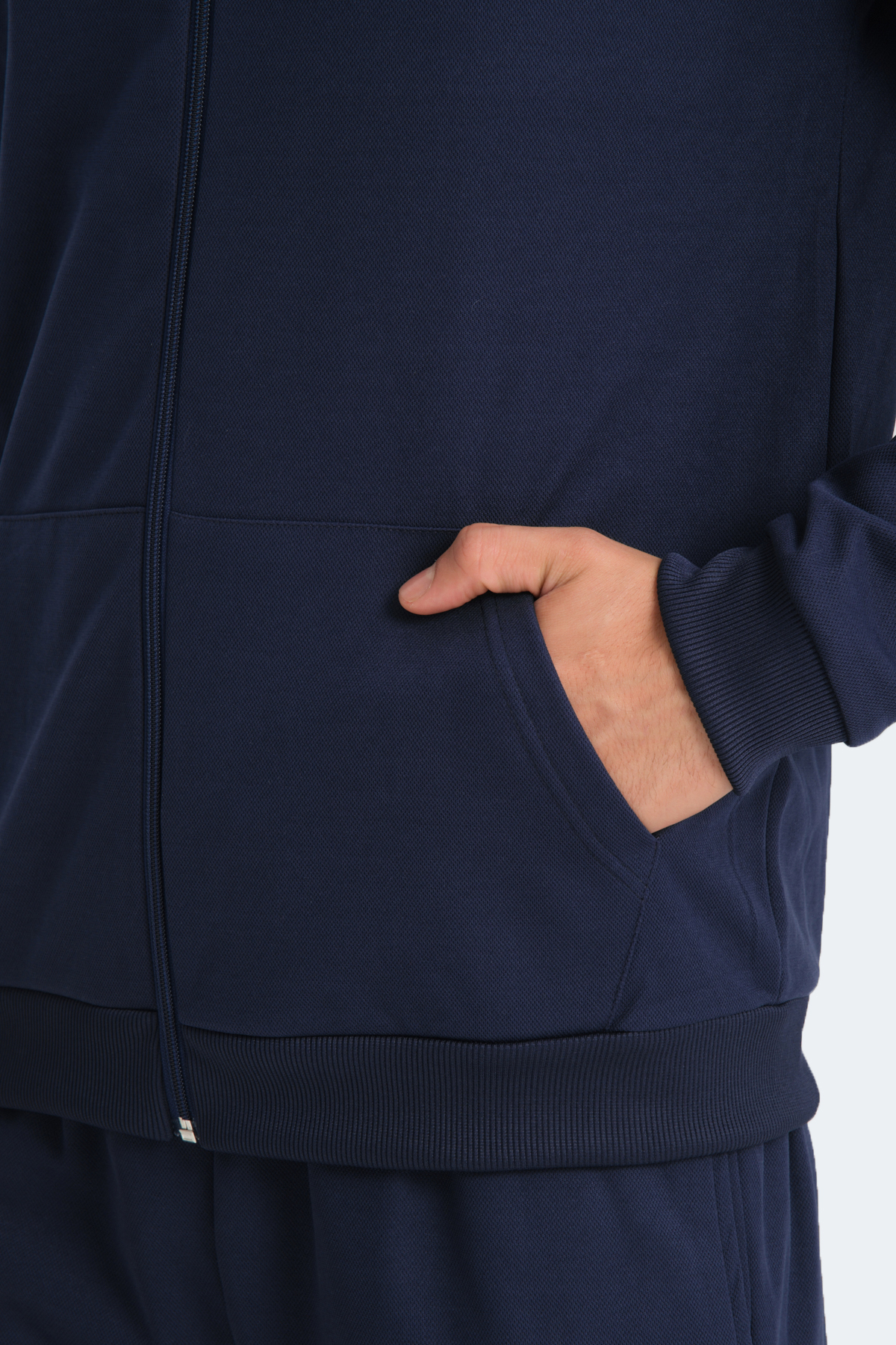 SLAZENGER RICH Erkek Fermuarlı Kapüşonlu Cepli Lacivert Eşofman Takımı görsel 5