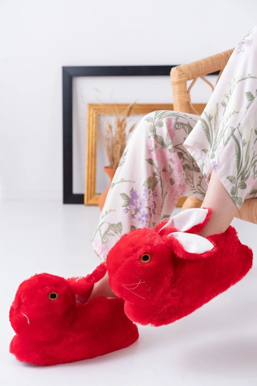 Slipcat Tavşan Figürlü Gri Pelüş Panduf Ev Pandufu Unisex