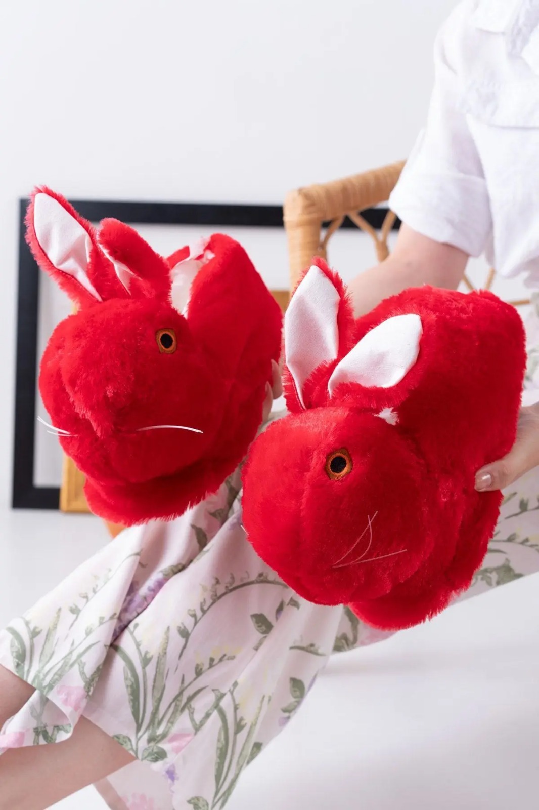 Slipcat Tavşan Figürlü Gri Pelüş Panduf Ev Pandufu Unisex görsel 2