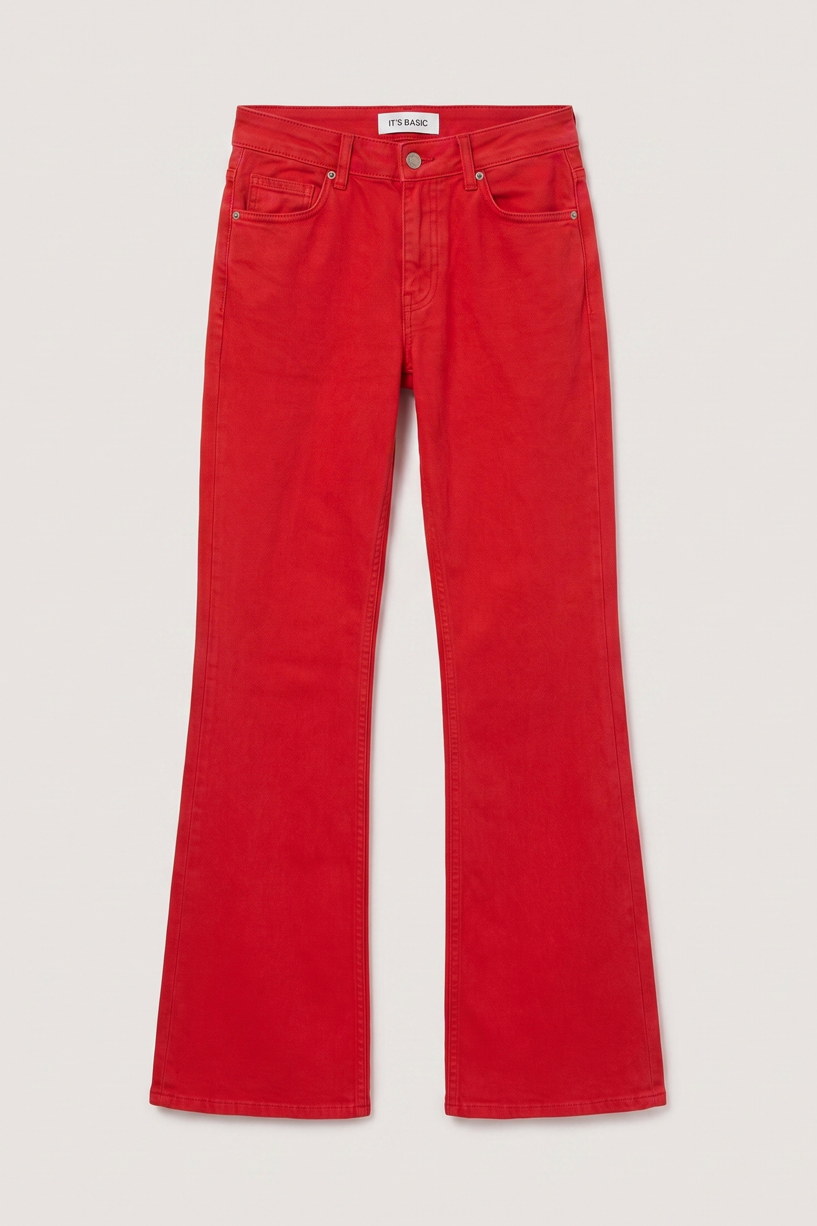 It's Basic Kadın Kırmızı 6s6-19 Mid Rise Flare Fit Denim Jean