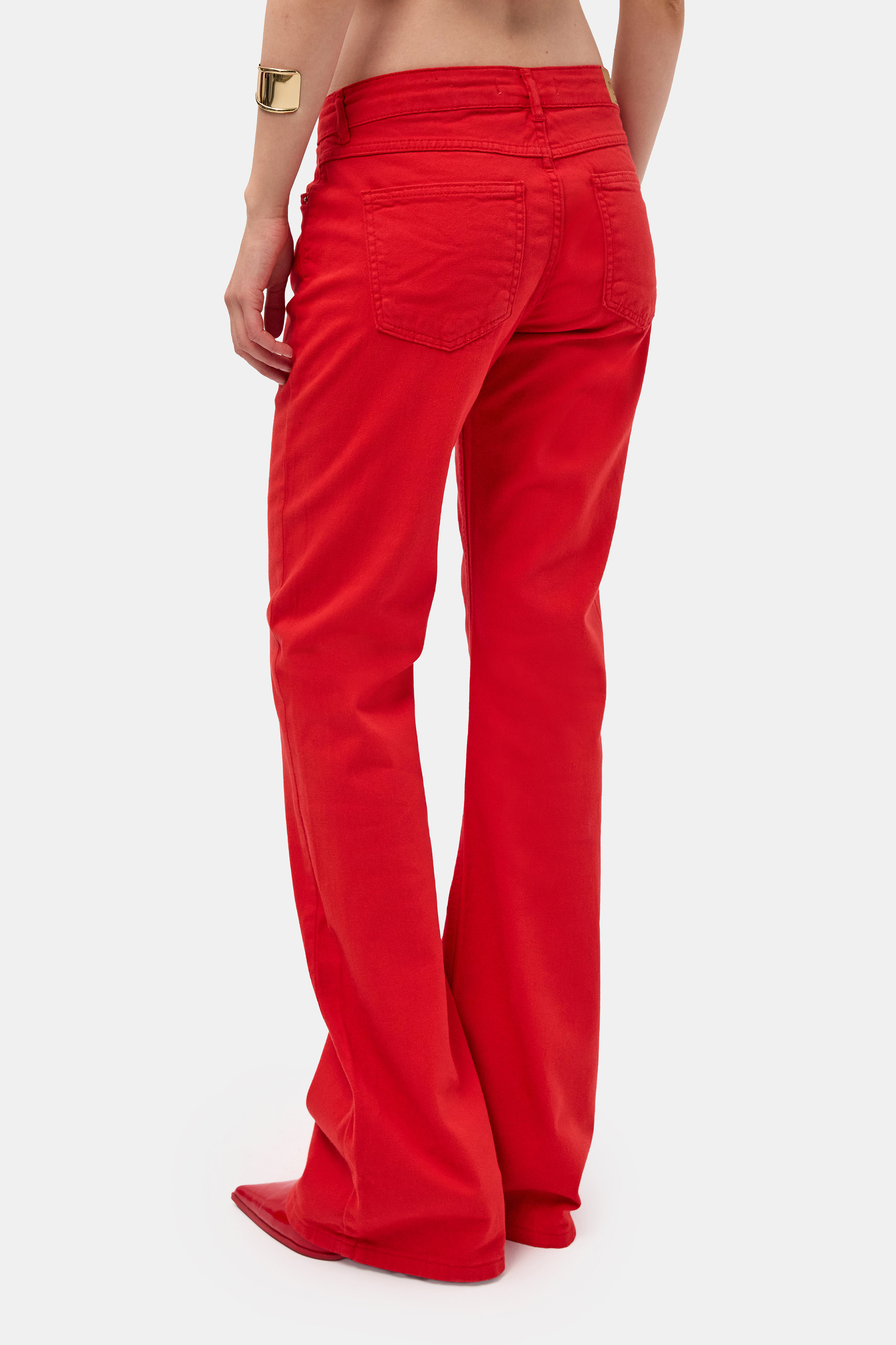 It's Basic Kadın Kırmızı 6s6-19 Mid Rise Flare Fit Denim Jean görsel 2