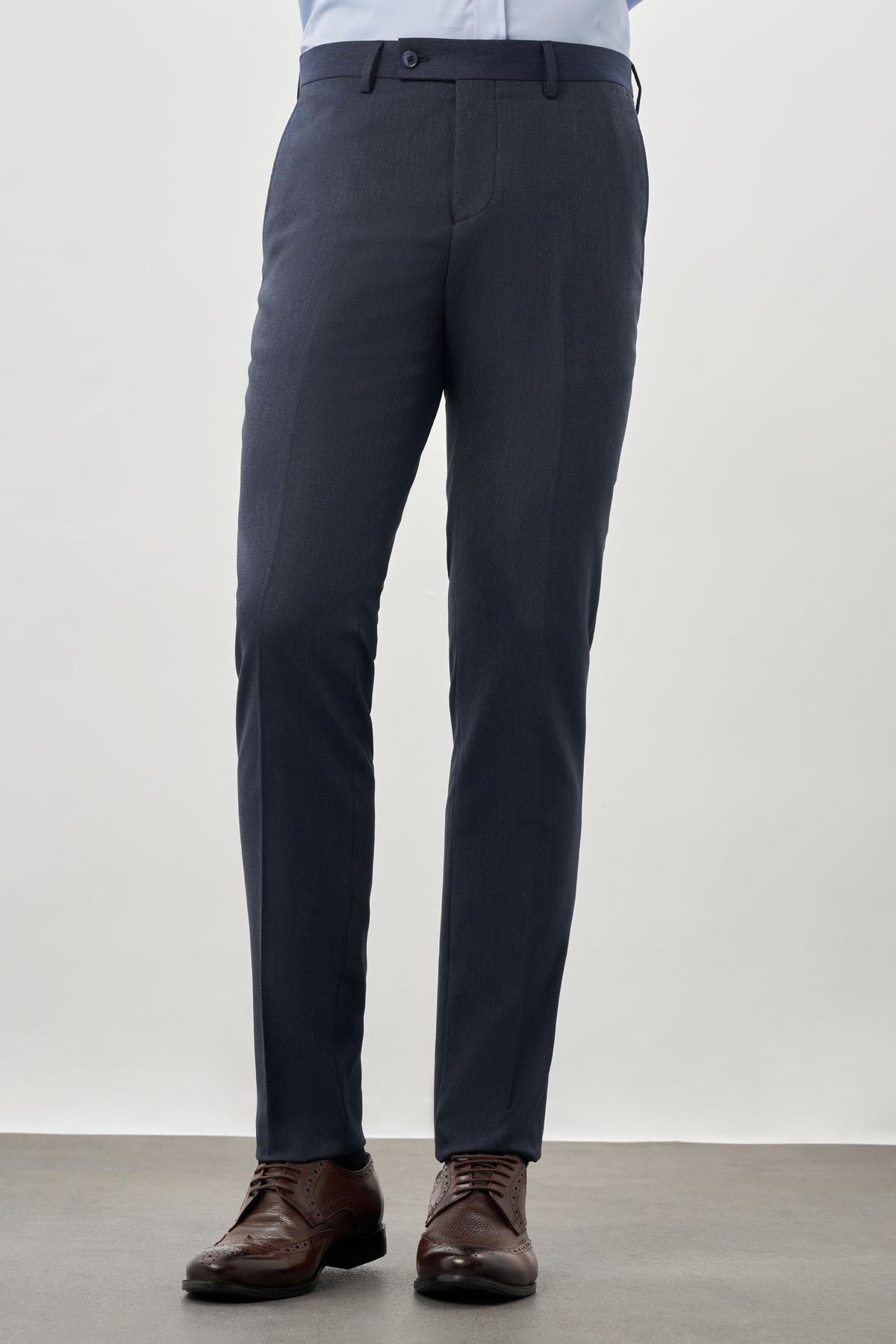 İMZA Lacivert Düz Gabardin Esnek Yan Cep Slim Fit Classic Erkek Pantolon 1003245209_202