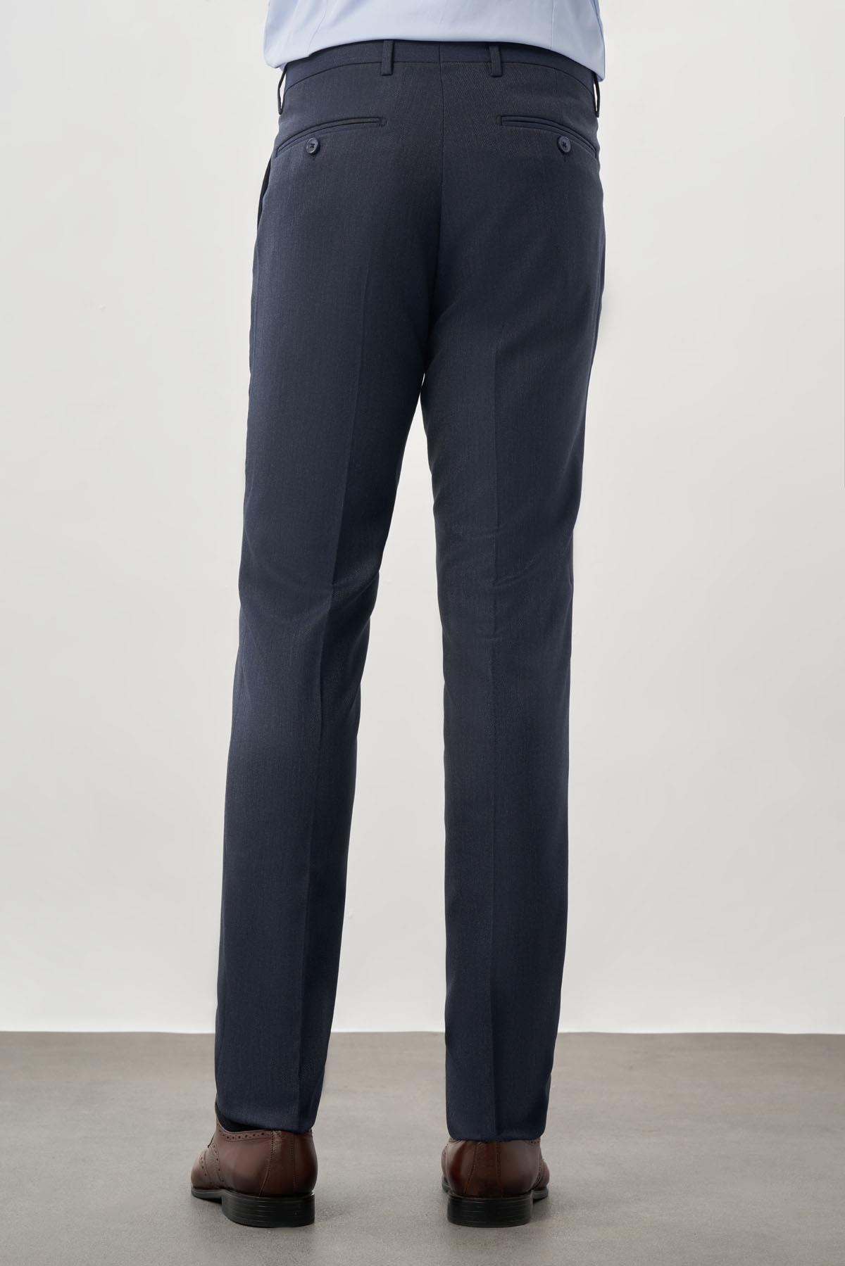 İMZA Lacivert Düz Gabardin Esnek Yan Cep Slim Fit Classic Erkek Pantolon 1003245209_202 görsel 4