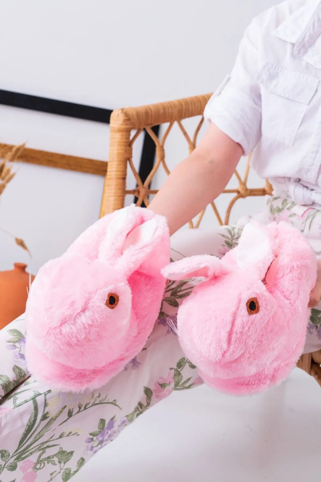 Slipcat Tavşan Figürlü Gri Pelüş Panduf Ev Pandufu Unisex görsel 2