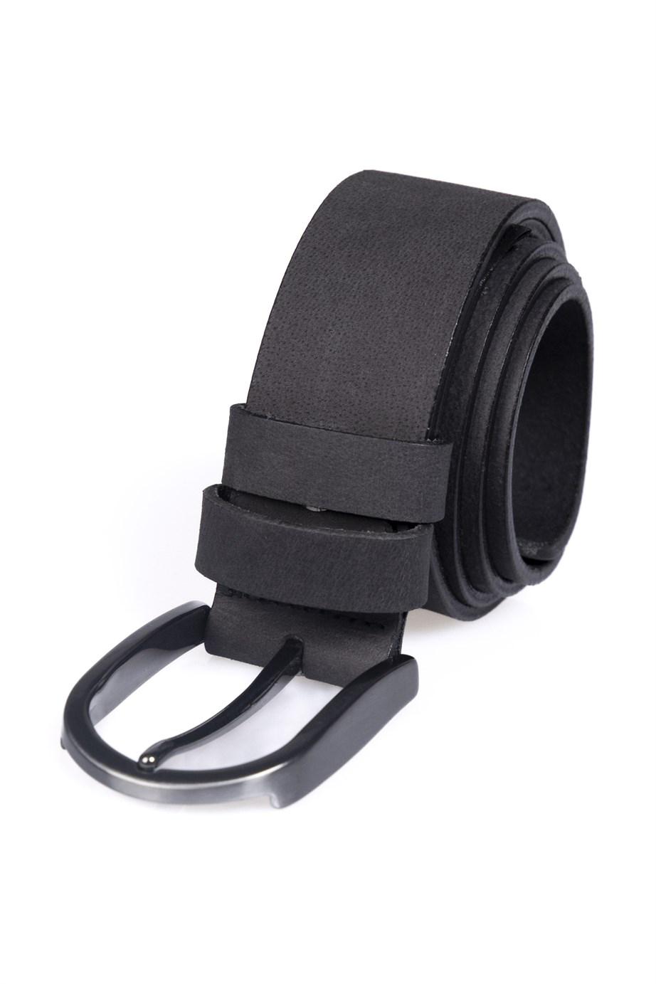 TUDORS Erkek %100 Hakiki Deri 4 Cm Spor Siyah Kemer