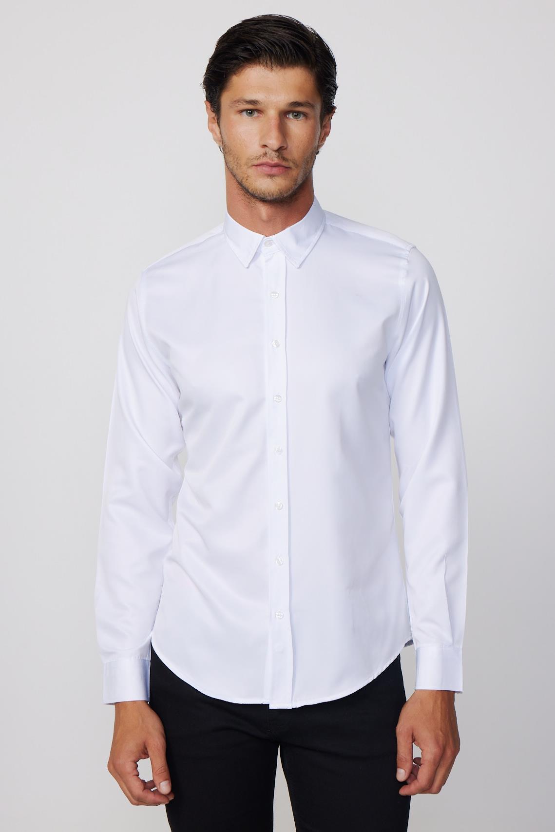 TUDORS Slim Fit Kolay Ütülenen Kravatlık Erkek Gömlek görsel 2