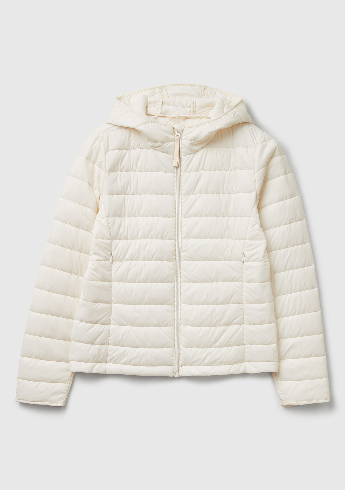 United Colors Of Benetton Kadın Krem Polyester Dolgulu Feramuarlı Kapüşonlu Slim Fit Puffer Mont görsel 2