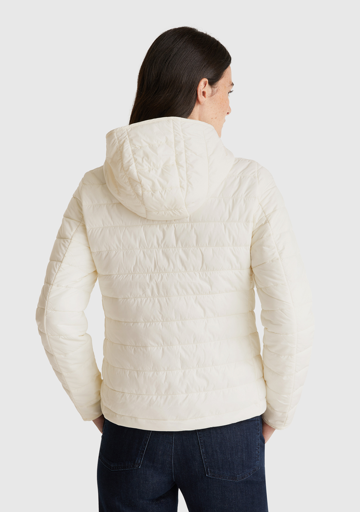 United Colors Of Benetton Kadın Krem Polyester Dolgulu Feramuarlı Kapüşonlu Slim Fit Puffer Mont görsel 3