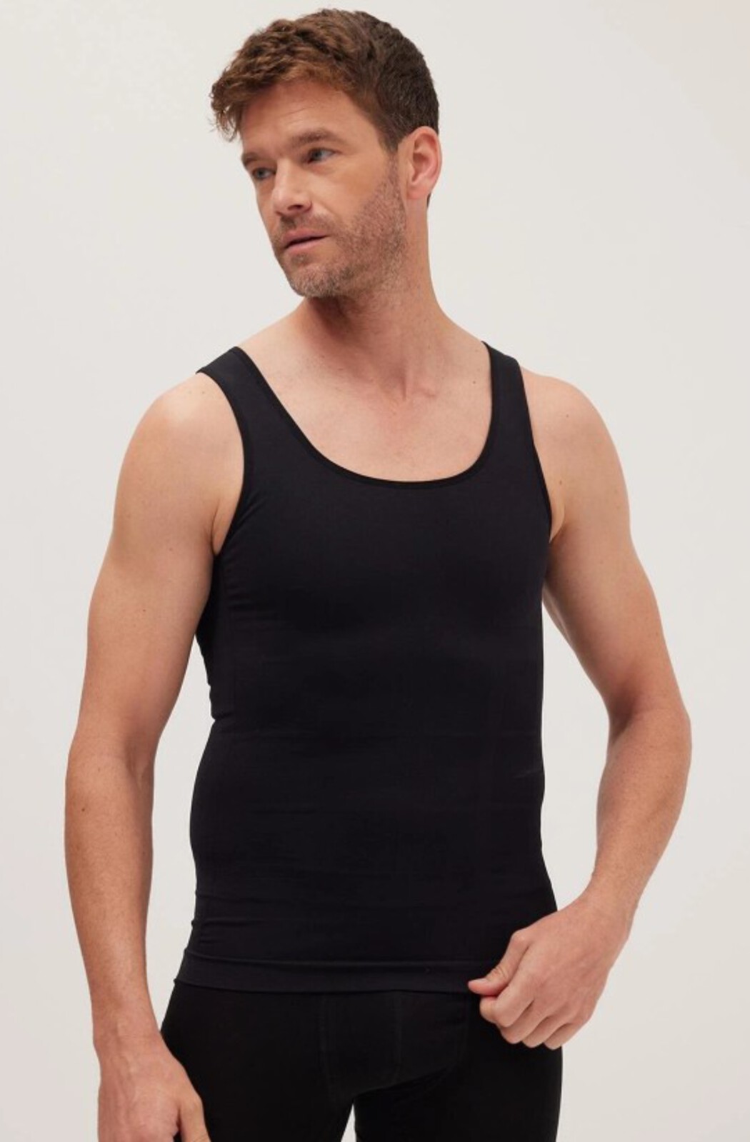 TUDORS Erkek Süper Slim Fit Extra Dar Kesim Lastikli Siyah Atlet Korse