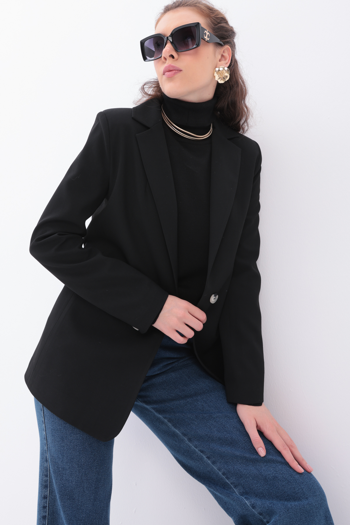 ALLDAY Siyah Kruvaze Blazer Ceket