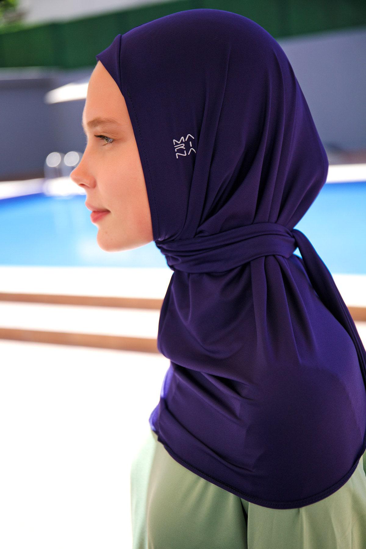 Marina Lacivert Bağlamalı Eşarp Bone B2397 görsel 2